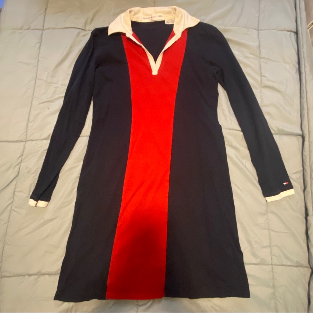 Tommy Hilfiger Navy and Red Colorblock Dress